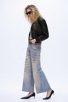 Deconstructed Camo Wide-Leg Jeans