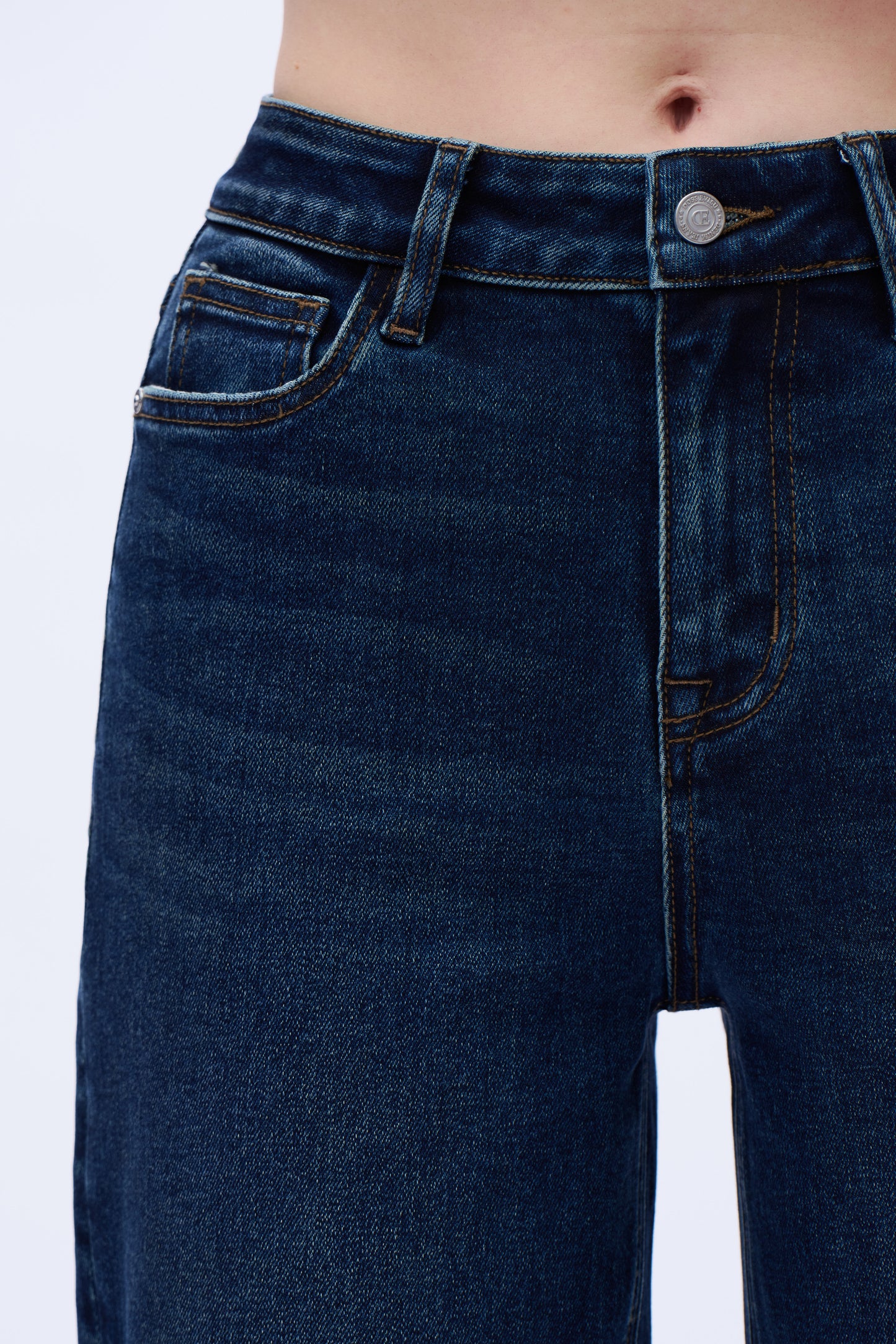 High Rise Slim Barrel Denim Jeans DEOX002 Dark Blue