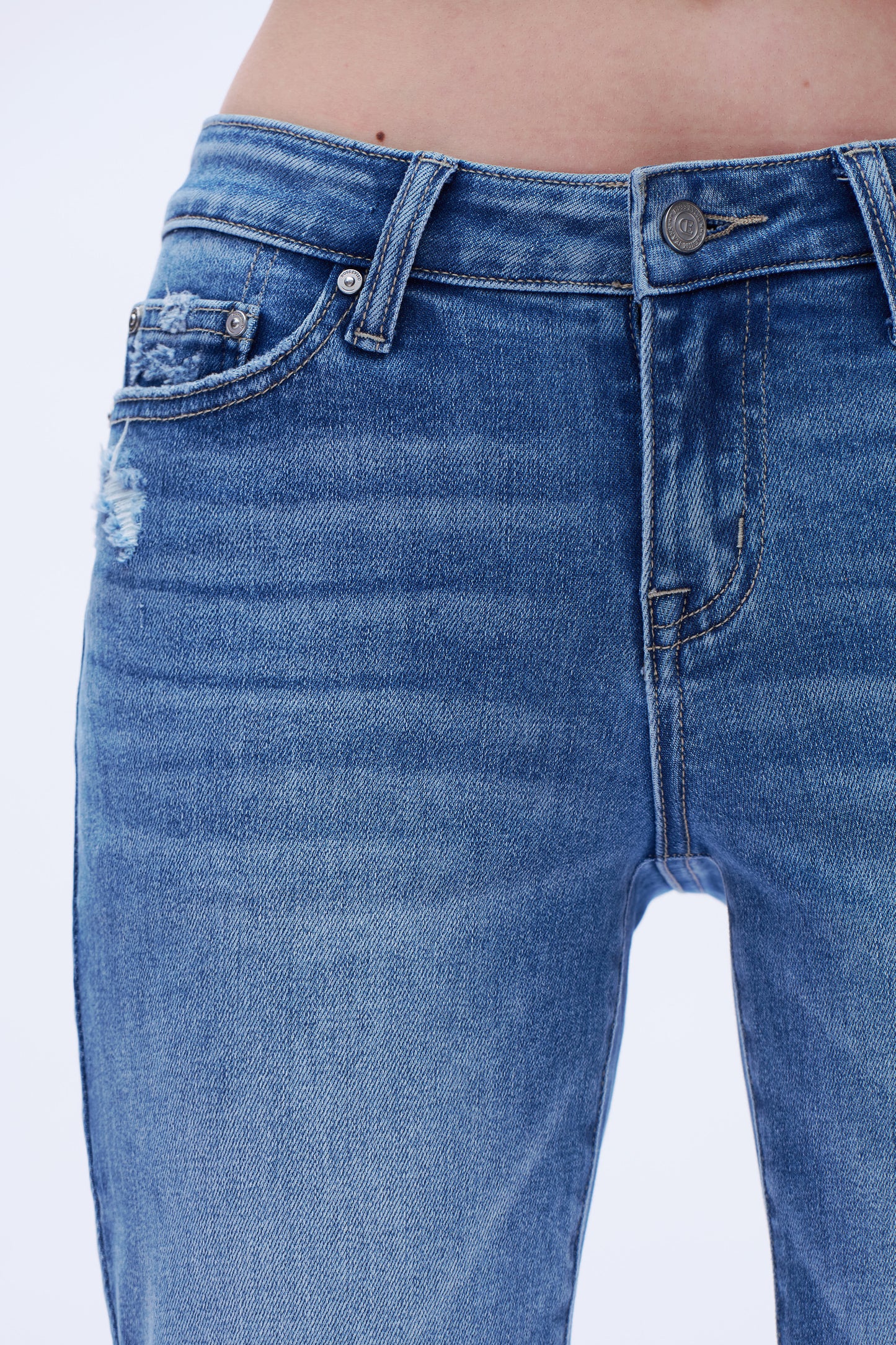 Low Rise Straight Leg Denim Jeans DET5006 Medium Blue