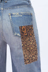 Leopard Patch Wide Leg Jeans