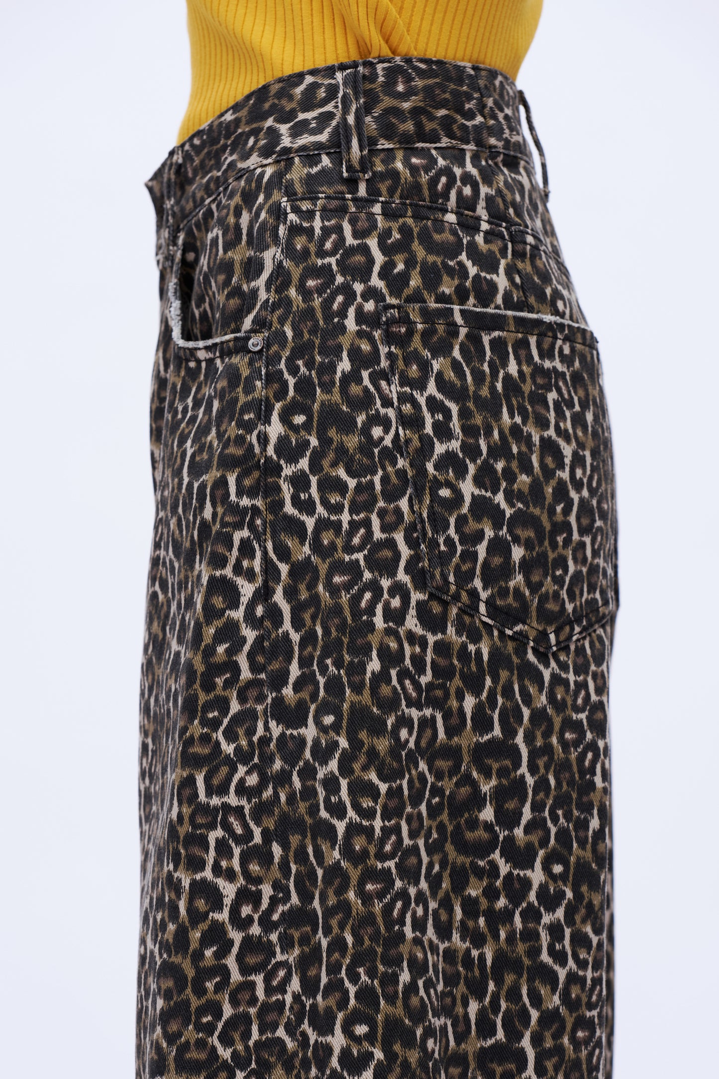 Super High Rise Balloon Denim Jeans DEOX003 Leopard Print