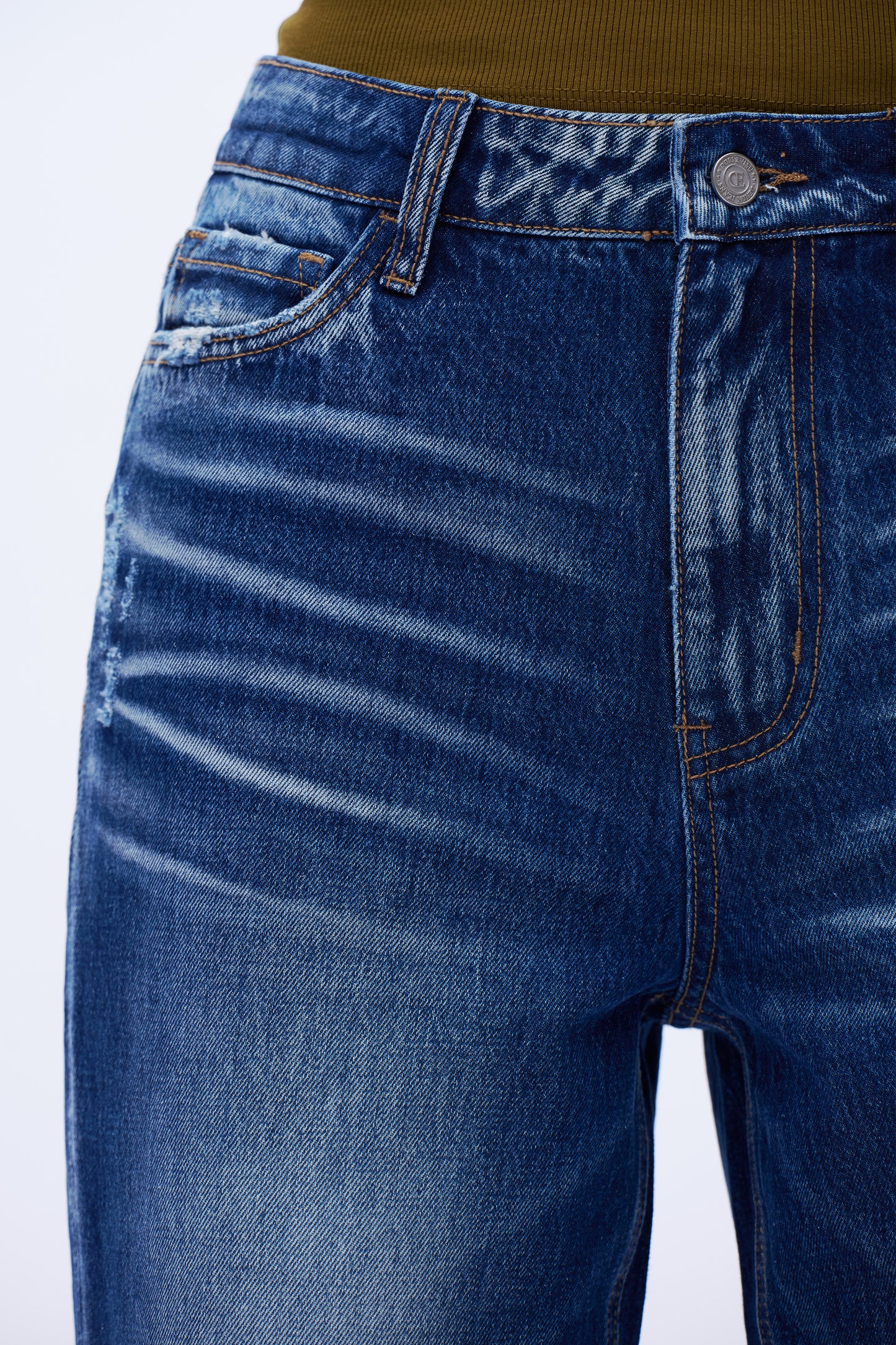 High Rise Distressed Loose Wide Leg Denim Jeans DEFM1002