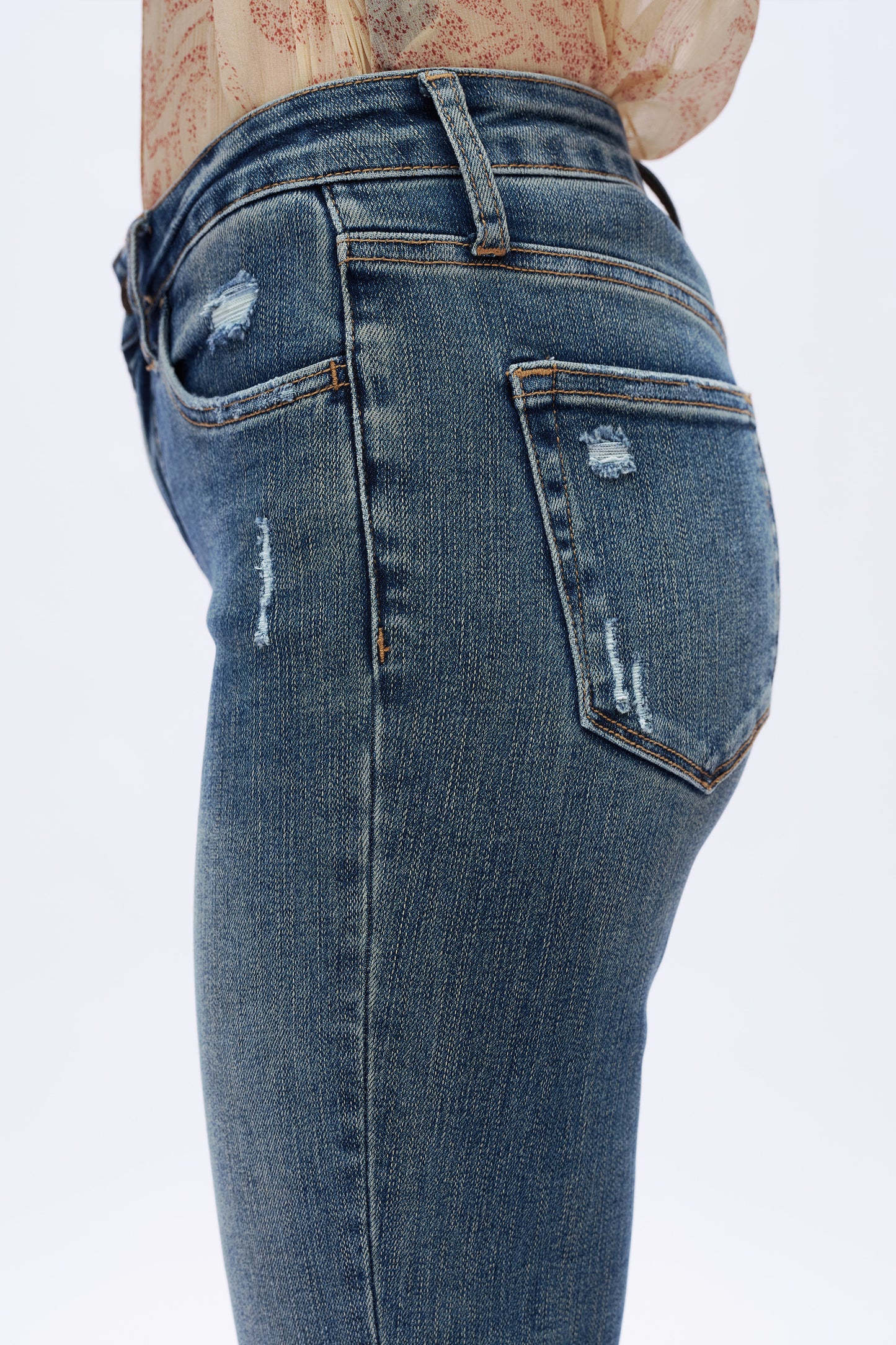 Low Rise Straight Leg Denim Jeans DET5001 Medium Blue