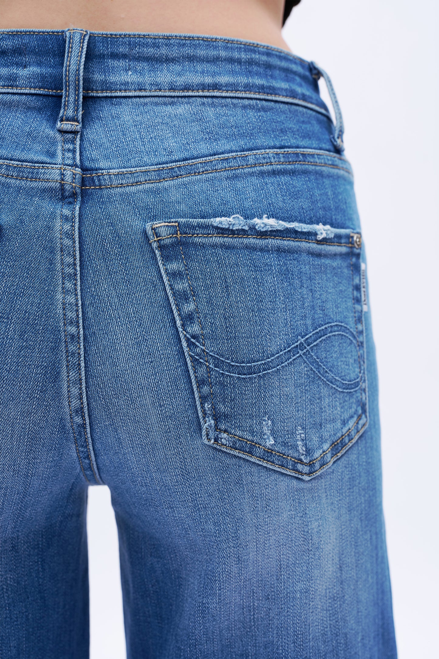 HIGH RISE HIGH STRETCH WIDE LEG FRAYED EDGES JEANS DEW8006