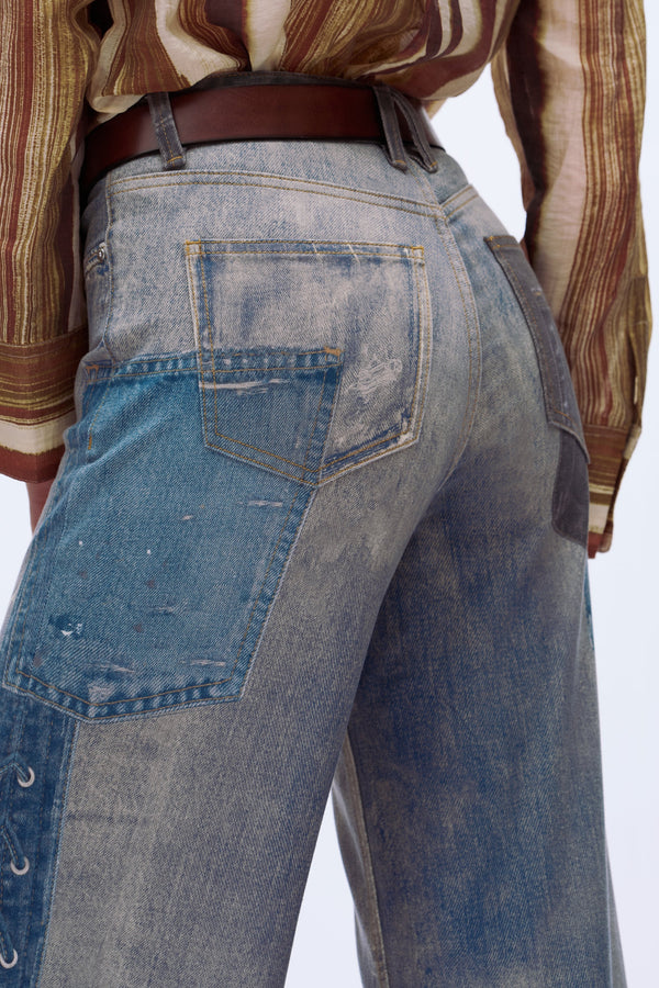 Patchwork Wide Leg Jeans
