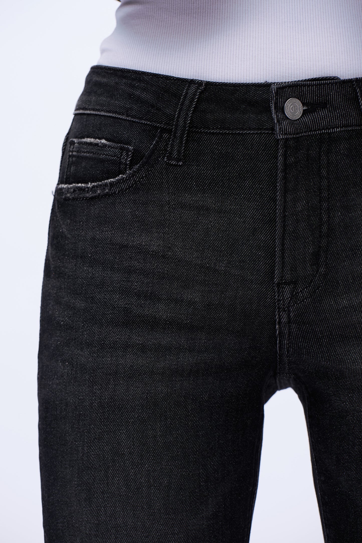 Mid Rise Straight Leg Denim Jeans DET5007 Black