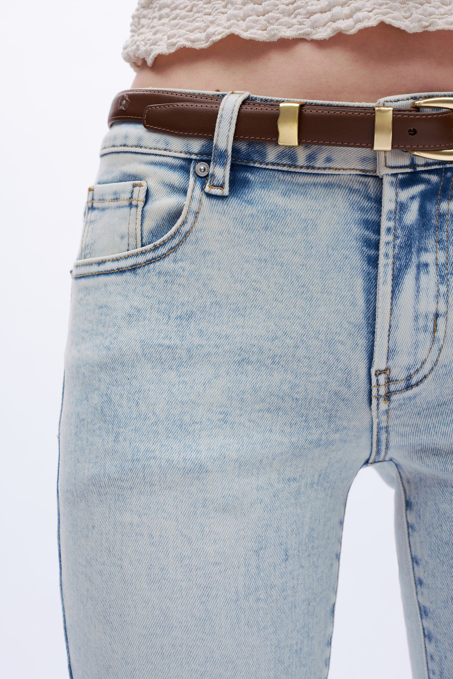 Low Rise Straight Leg Denim Jeans DET5013 Light Blue