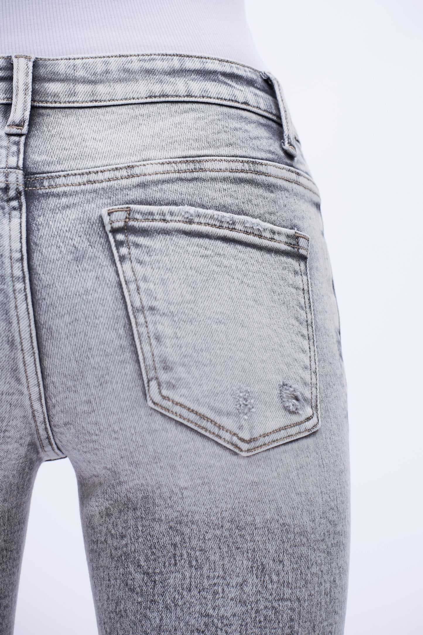 Low Rise Cropped Flare Leg Denim Jeans DEF1009 Light Grey