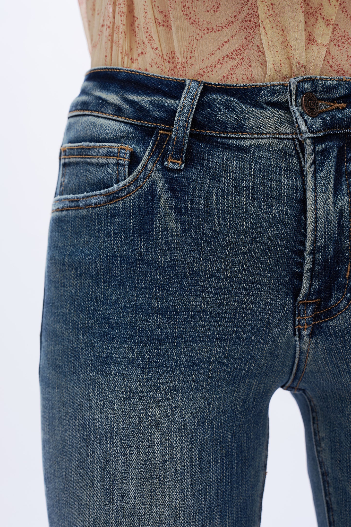 Low Rise Straight Leg Denim Jeans DET5001 Medium Blue