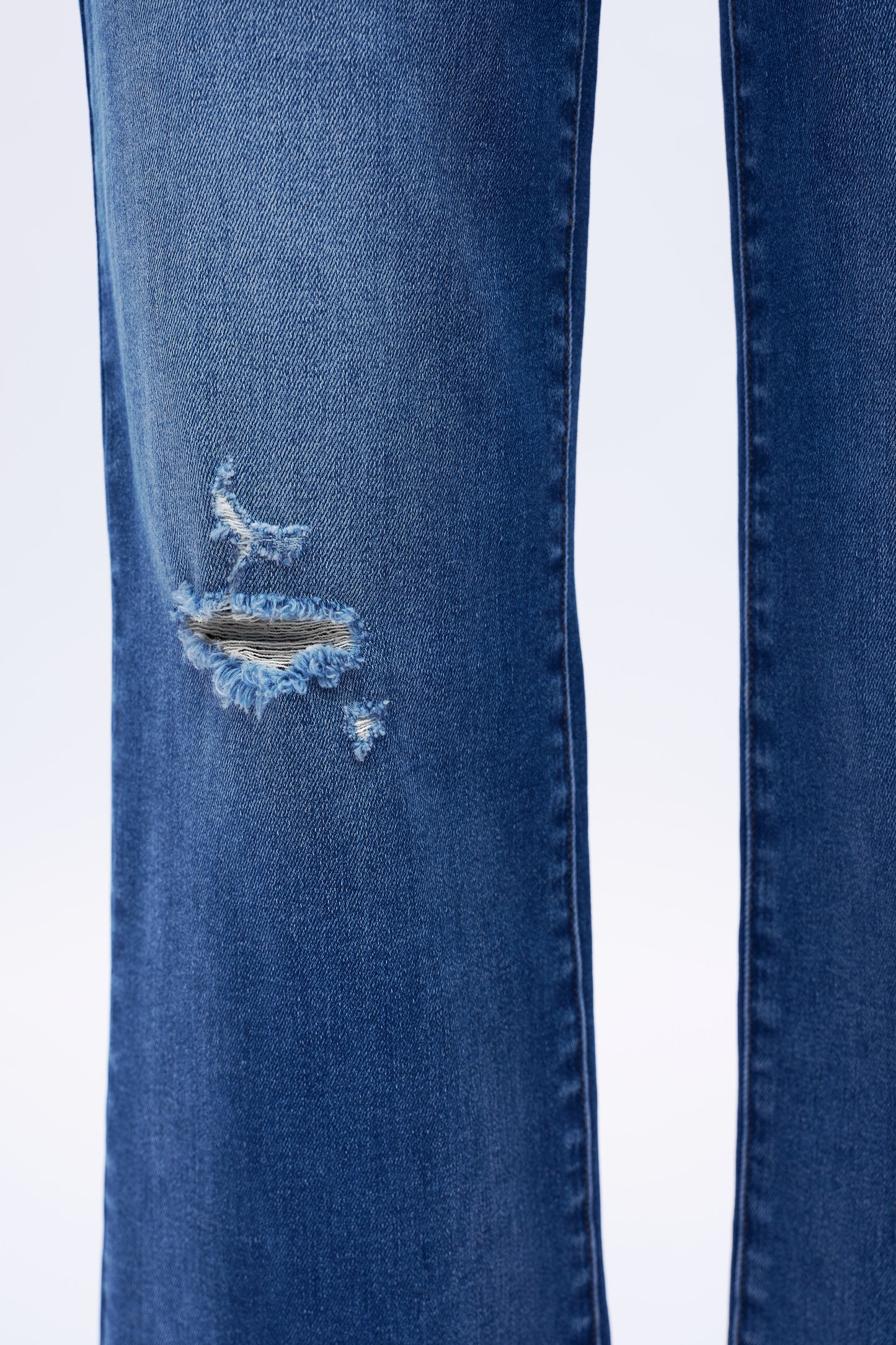 High Rise Loose Jeans With Small Rips DET5009 Deep Blue