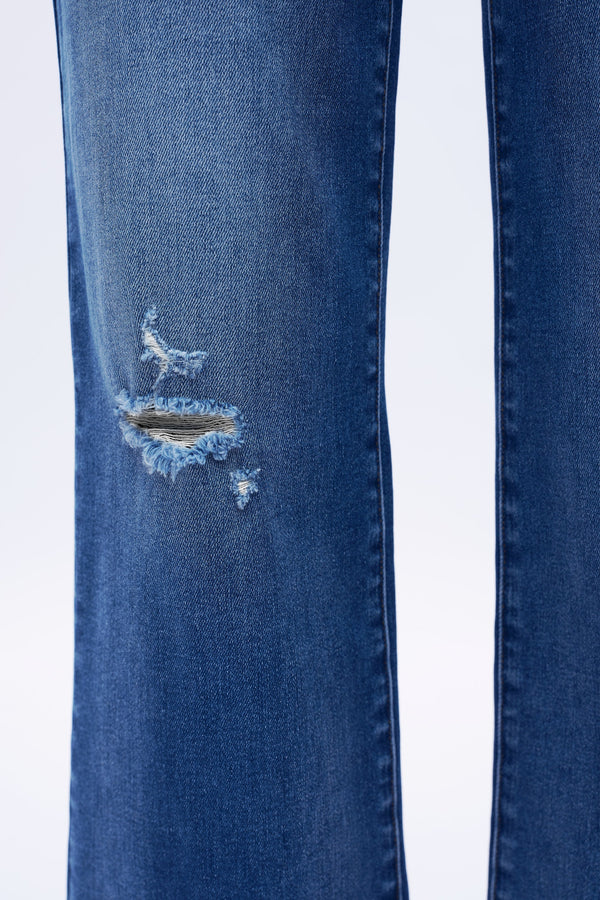 Effortless Distressed Straight Jeans