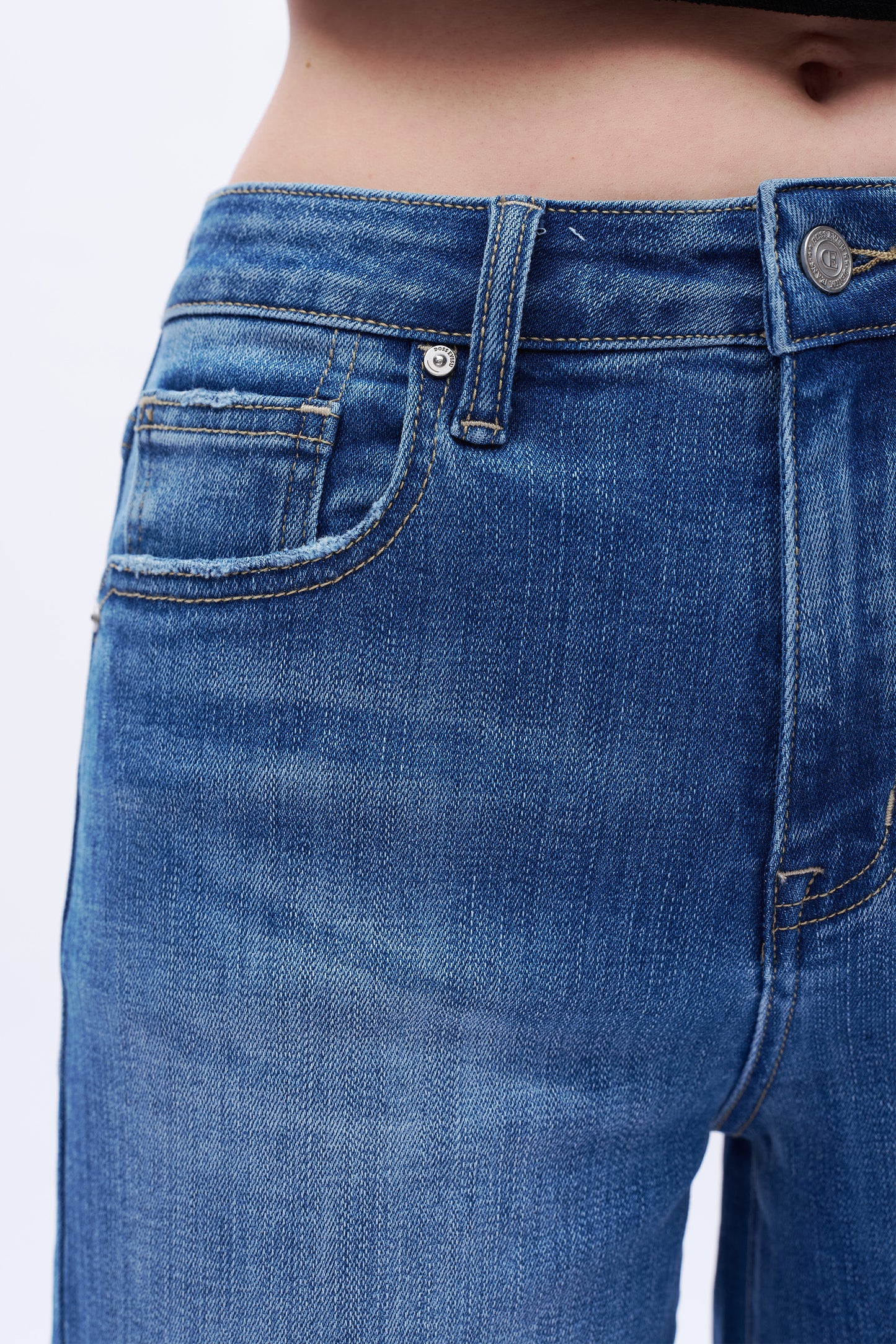 HIGH RISE HIGH STRETCH WIDE LEG FRAYED EDGES JEANS DEW8006