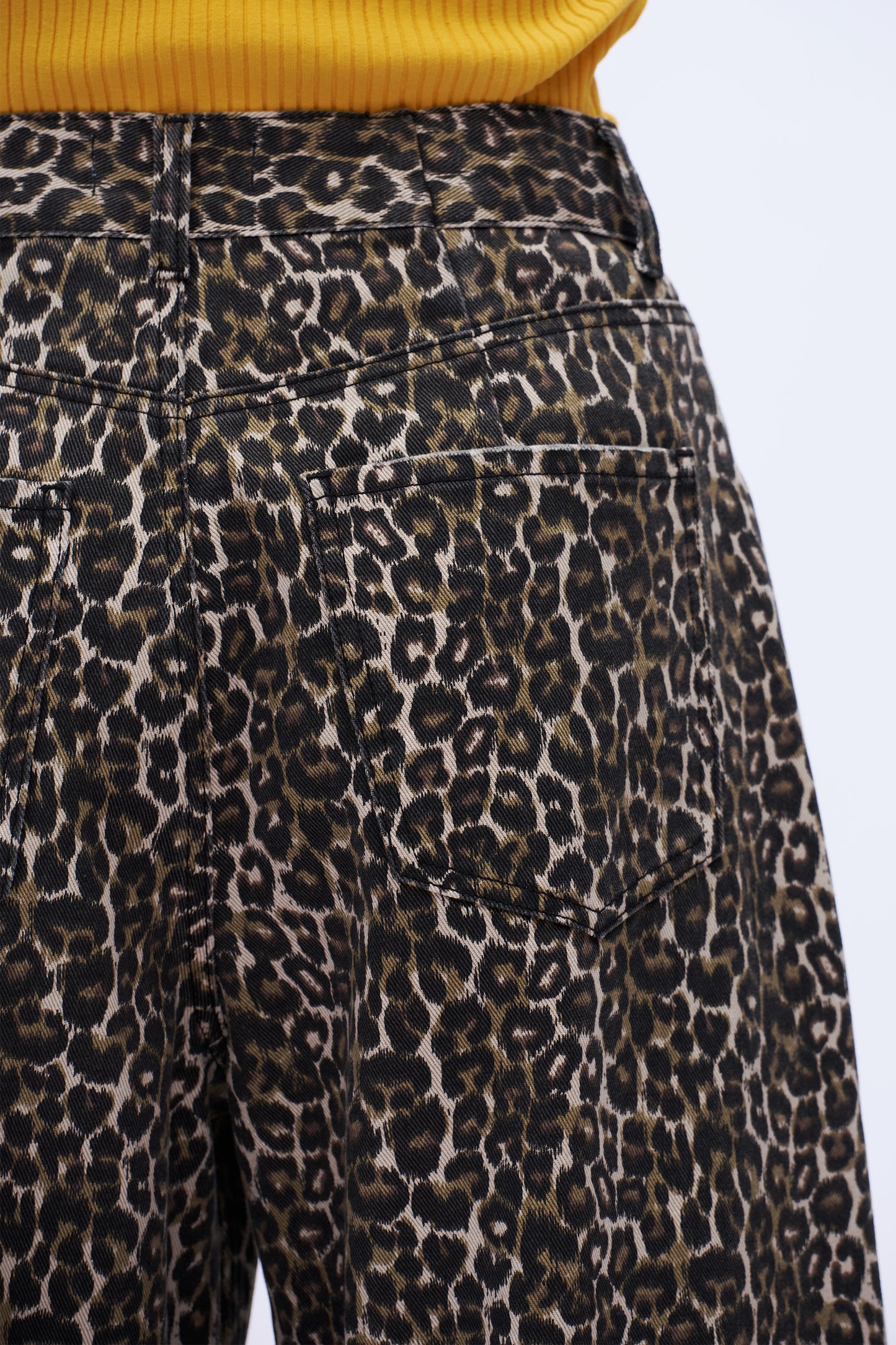 Super High Rise Balloon Denim Jeans DEOX003 Leopard Print