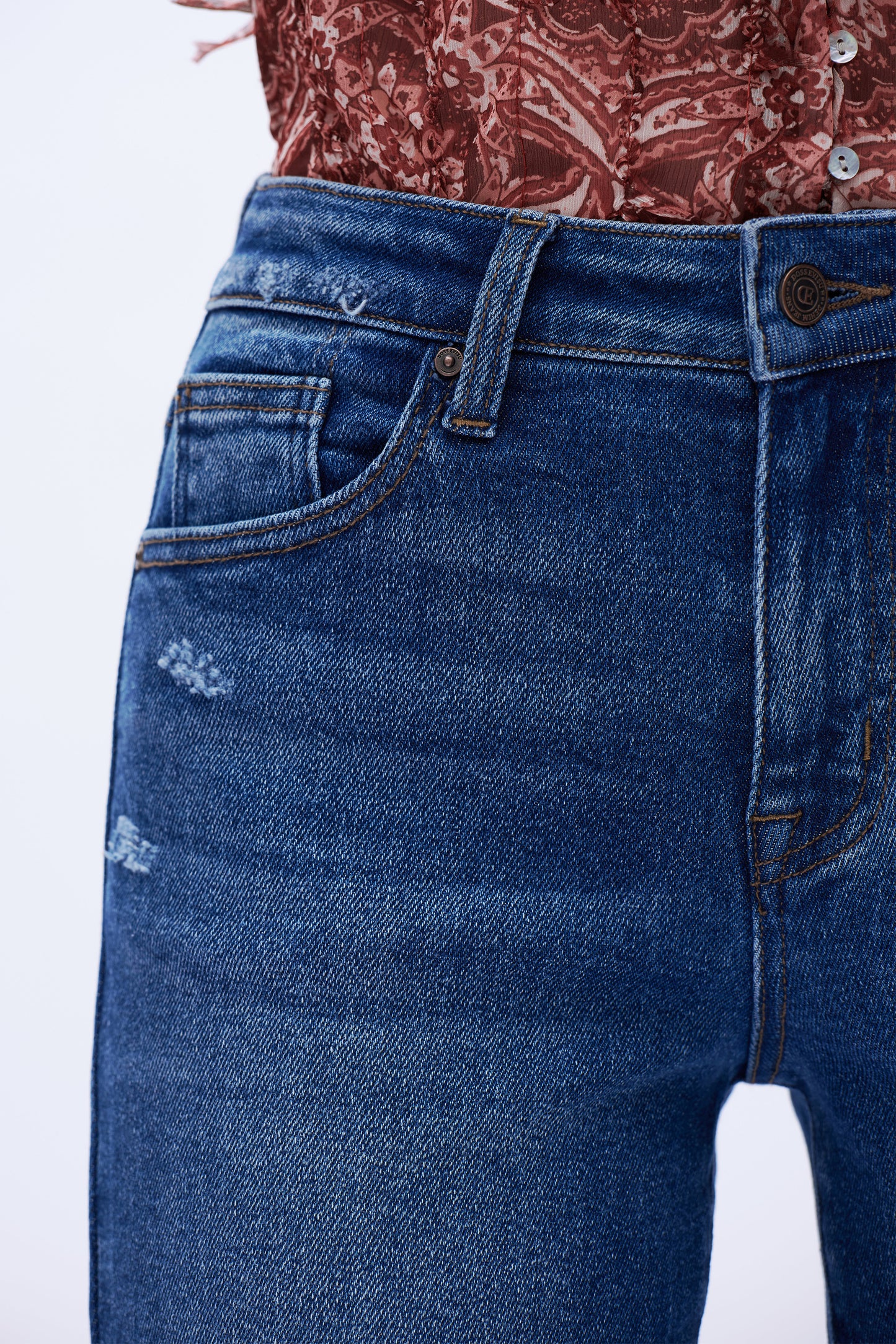 Mid Rise Straight Denim Jeans DET5004 Dark Blue