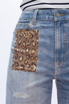 Leopard Patch Wide Leg Jeans