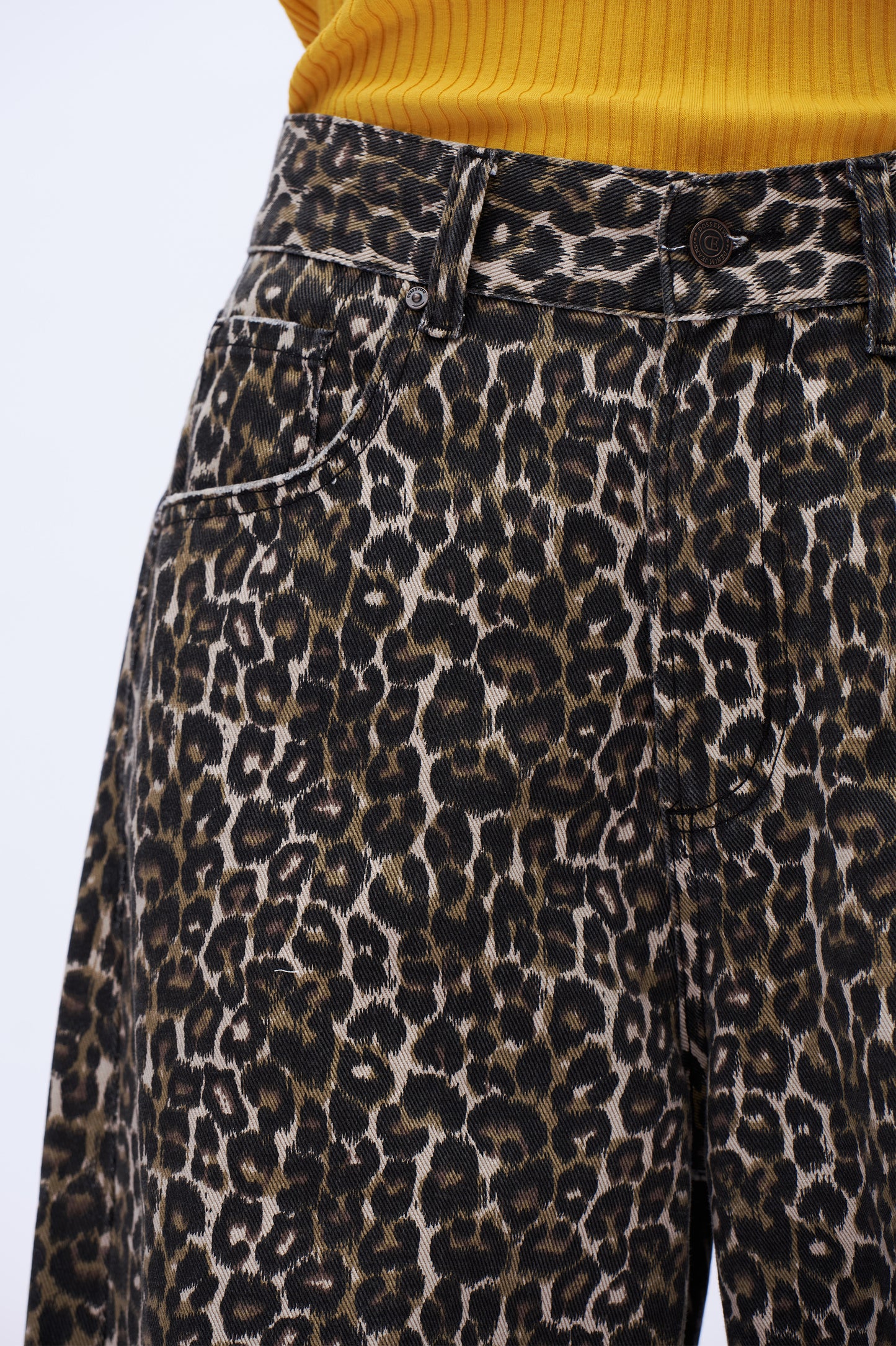 Super High Rise Balloon Denim Jeans DEOX003 Leopard Print