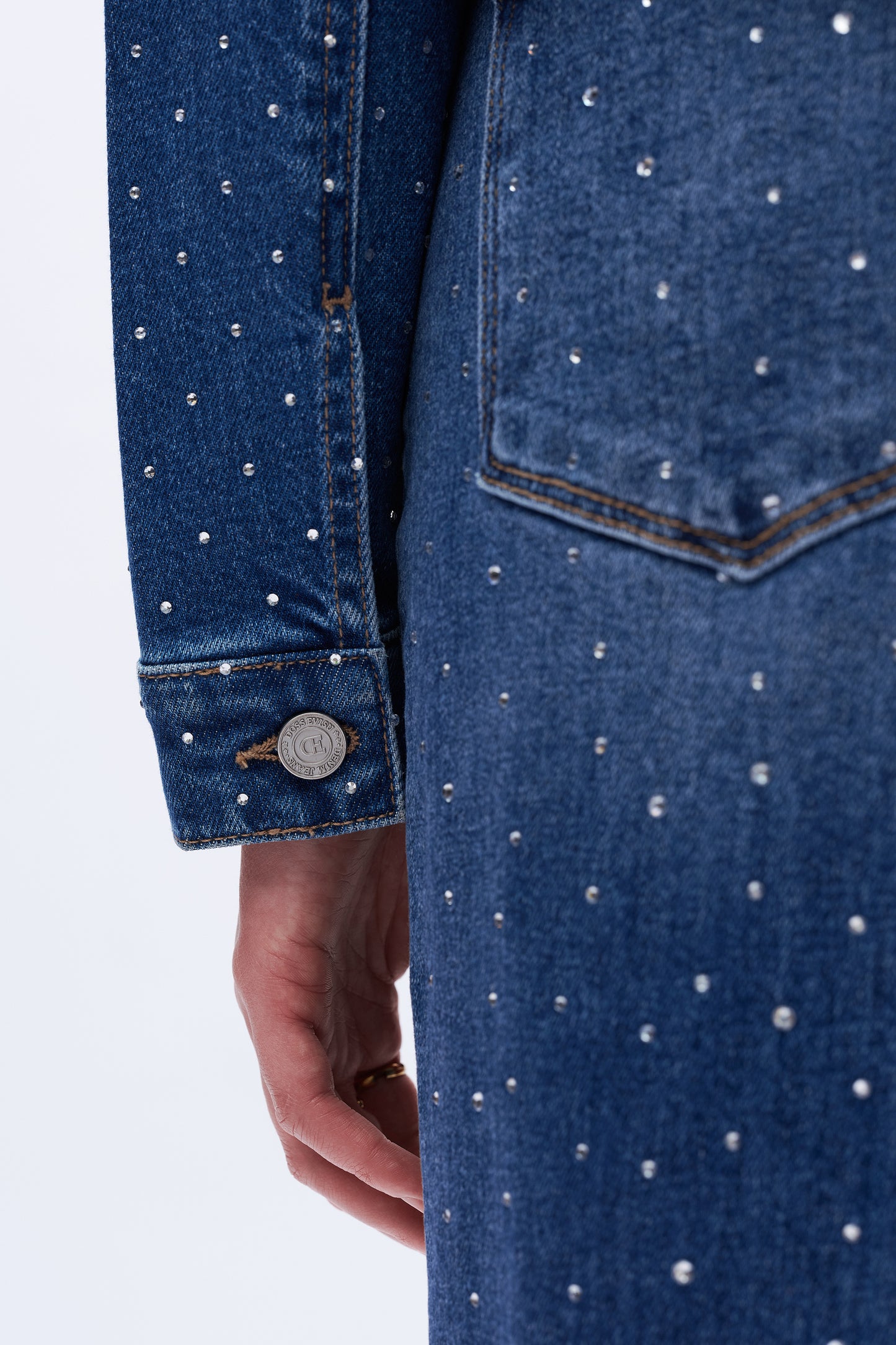 Rhinestone Denim Jacket DEJM006 Dark Blue