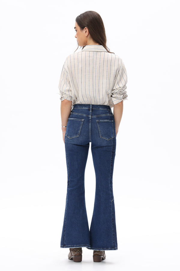 Iconic Two-Tone Flare Jeans