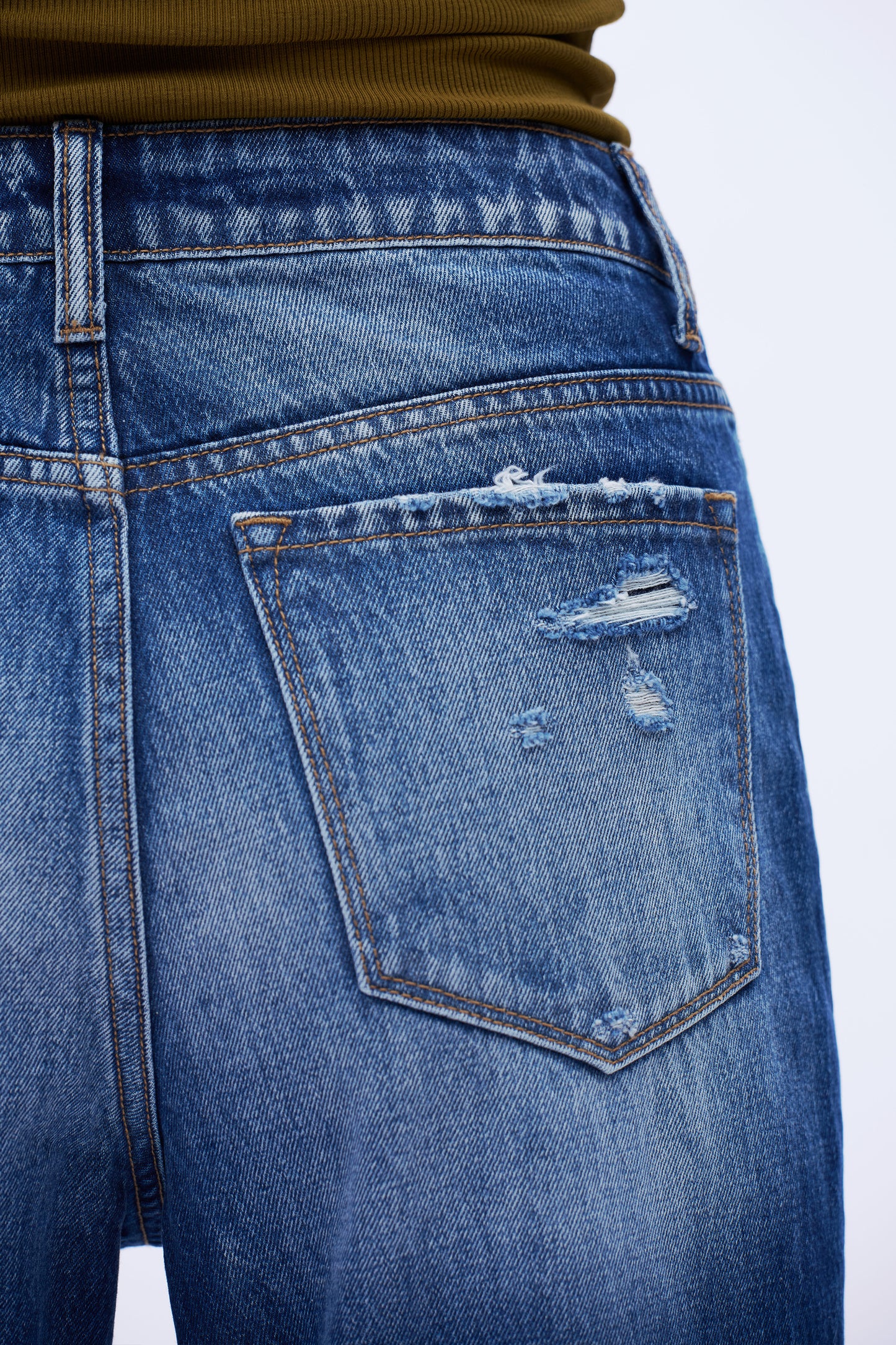 High Rise Distressed Loose Wide Leg Denim Jeans DEFM1002