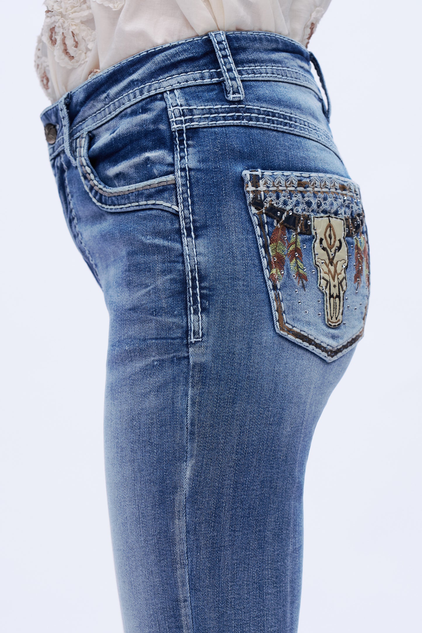 Western Spirit Embellished Embroidered Jeans