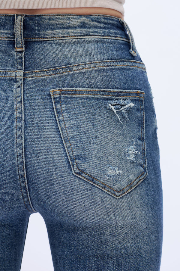 Raw-Hem Kick Flare Jeans